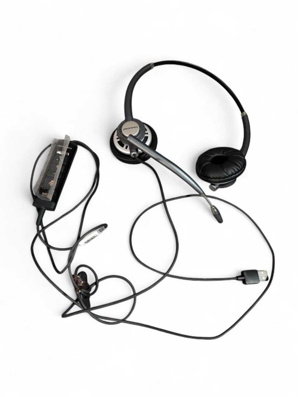 Vintage Wired Black Monaural Headset with Boom Microphone